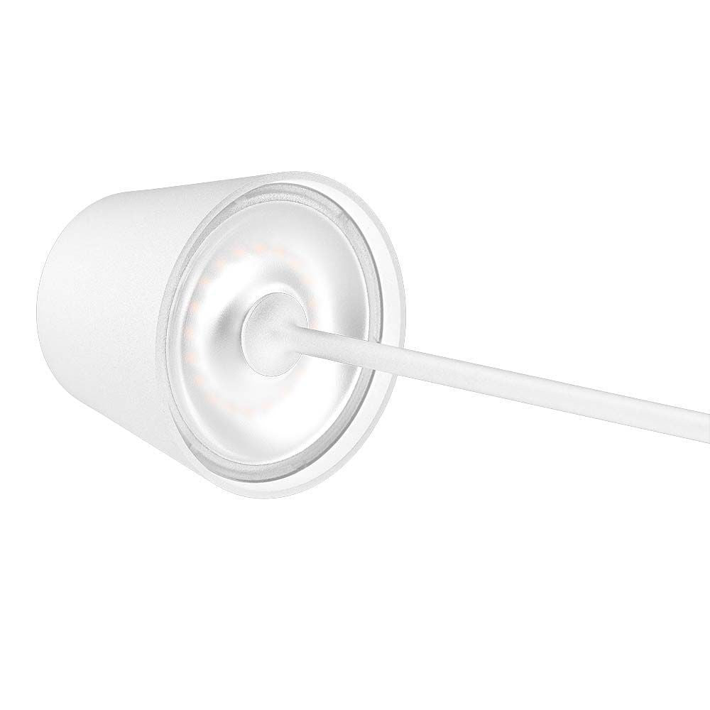 V-Tac Mini Opladelig Bordlampe - Hvid, Trådløs og IP54 Udendørs, Touch Dæmpbar, Effekt: 2W, Lysstyrke: 200lm, Farvegengivelse: RA80