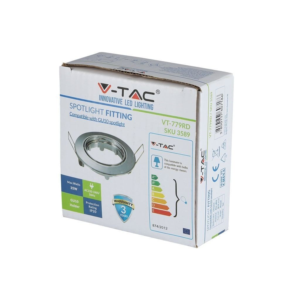 Downlight kit uden lyskilde - Hul: Ø7,4 cm, Mål: Ø8,2 cm, krom, vælg MR16 eller GU10 fatning