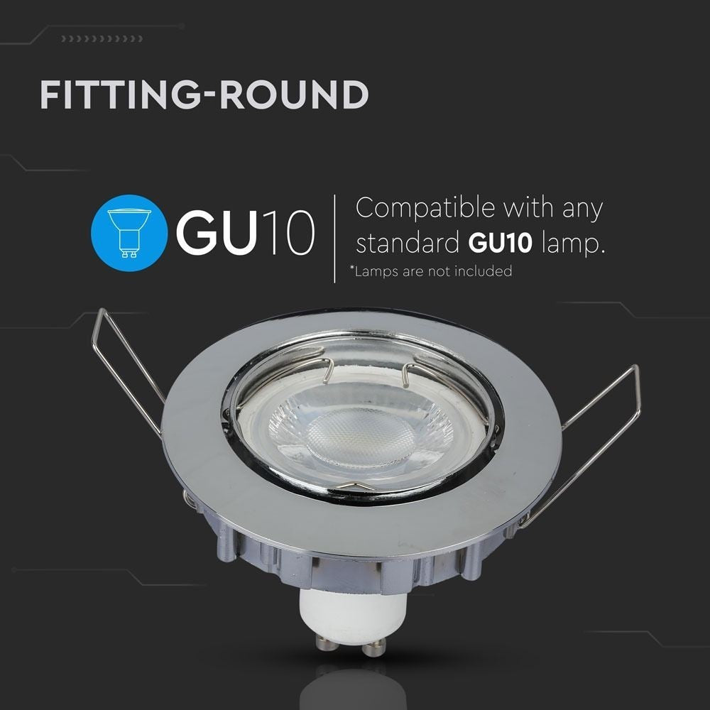 Downlight kit uden lyskilde - Hul: Ø7,4 cm, Mål: Ø8,2 cm, krom, vælg MR16 eller GU10 fatning