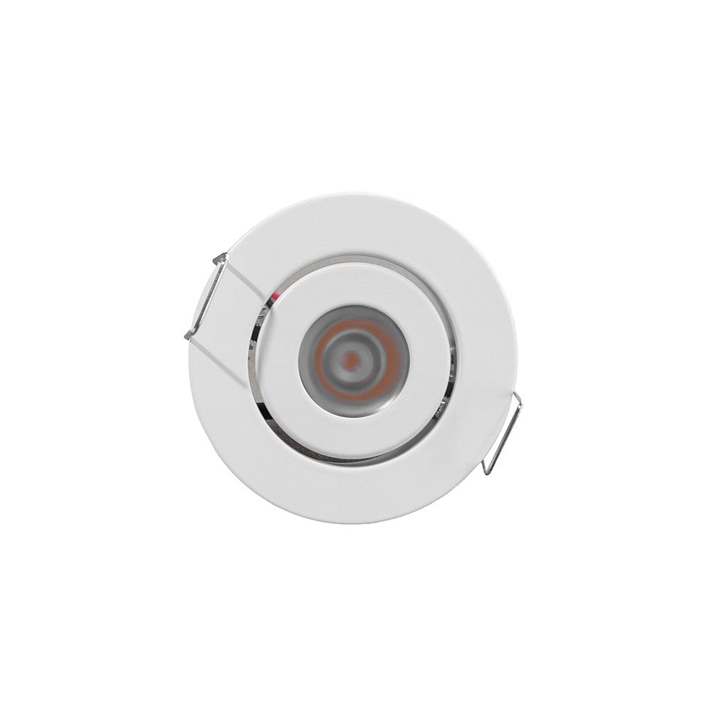 1W LED Indbygningsspot Hvid - Dæmpbar, Erstatter 15W, 12V/24V, Ø4,2 cm hul, Ø5,2 cm mål, 2,2 cm høj, 95lm, RA82