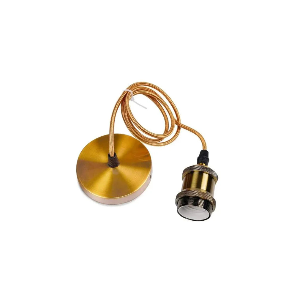 Antik bronze lampefatning med roset og 150cm ledning, E27, 230V, max 60W