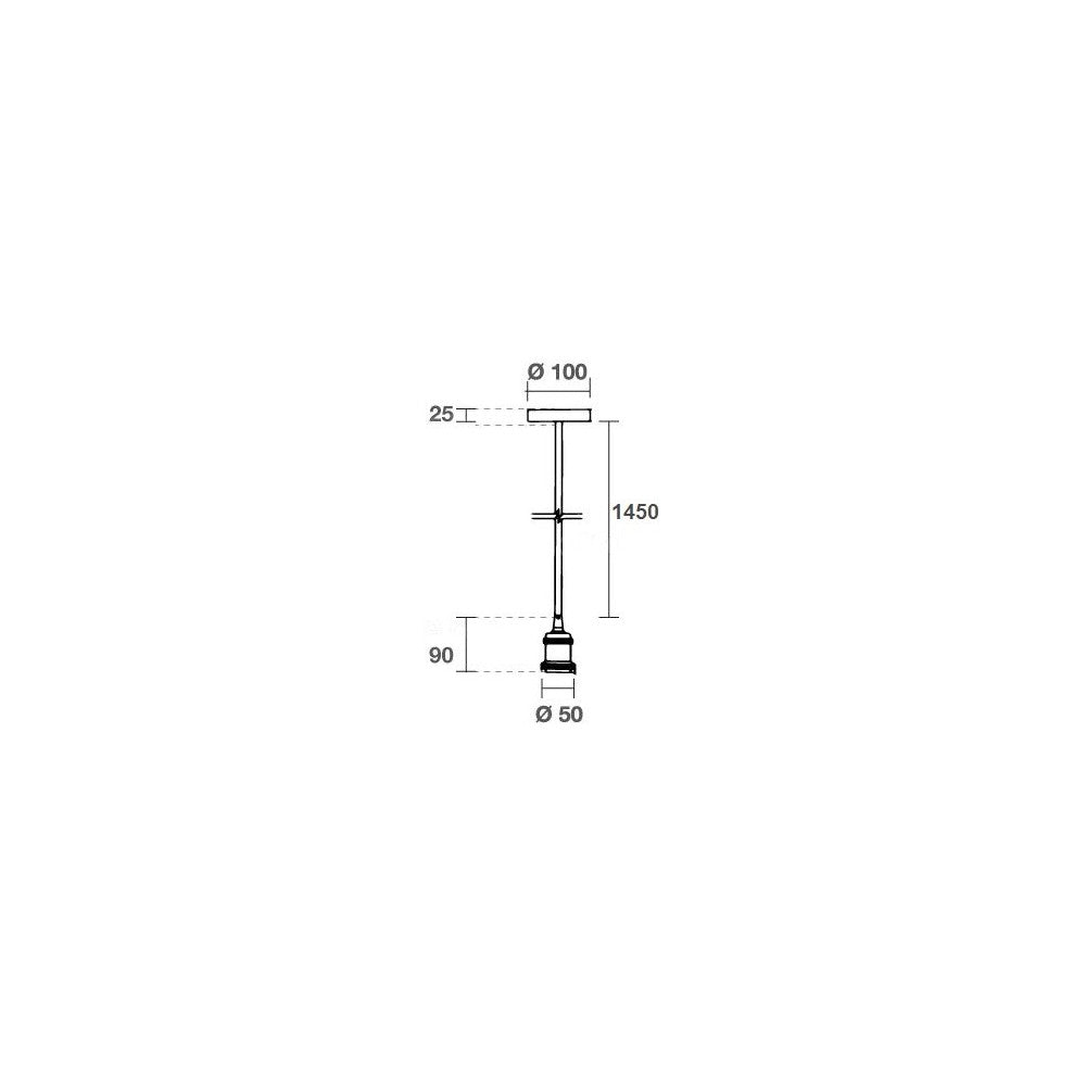 Bronze lampefatning med roset, 150cm ledning - E27, 230V, Max. 60W