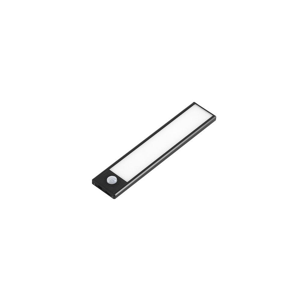 Genopladelig PIR Sensor Skabsbelysning - Sort, 20cm, 1W, USB Input, 80lm, RA80, Flicker Free
