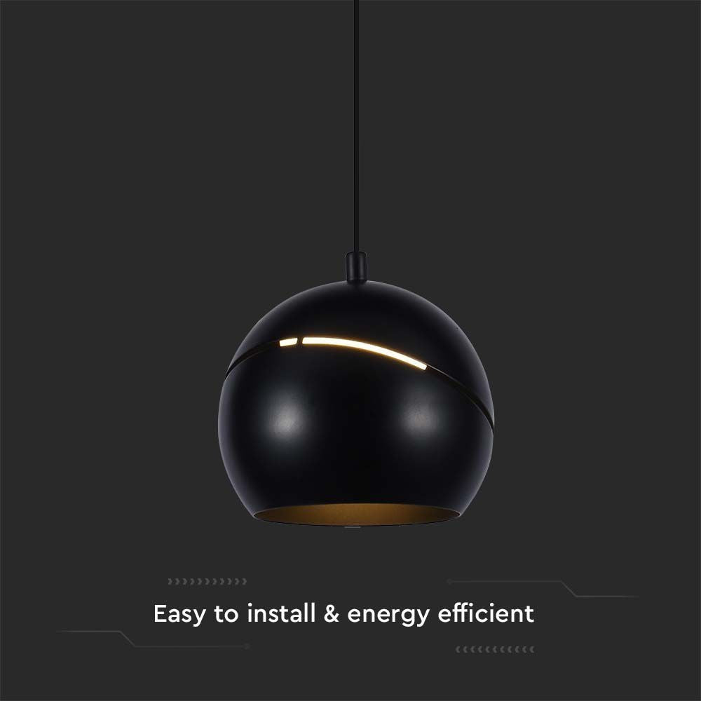 V-Tac LED loftlampe - Sort Ø12 inkl. ophæng, 8,5W, 230V, 850lm, RA80, Flicker free