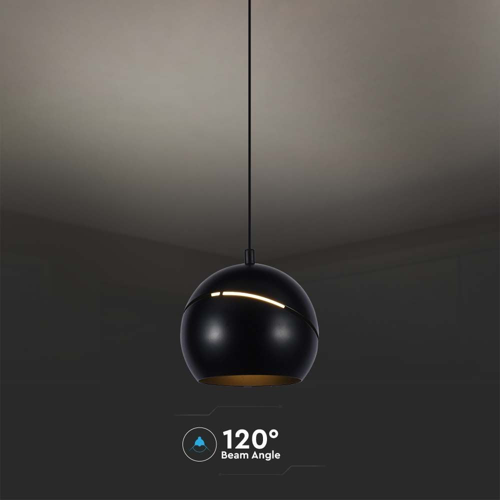 V-Tac LED loftlampe - Sort Ø12 inkl. ophæng, 8,5W, 230V, 850lm, RA80, Flicker free