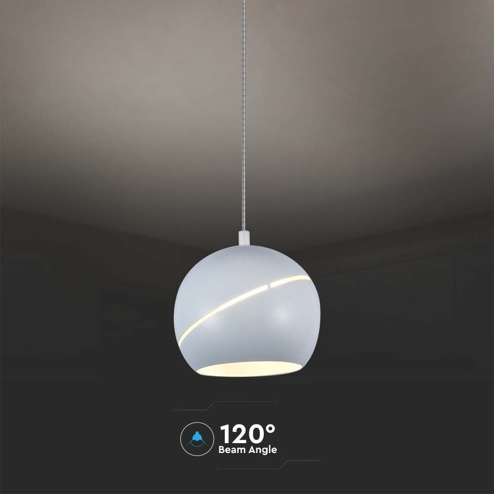 V-Tac LED loftlampe - Hvid Ø12 inkl. ophæng, 8,5W, 230V, 850lm, RA80, Flicker free