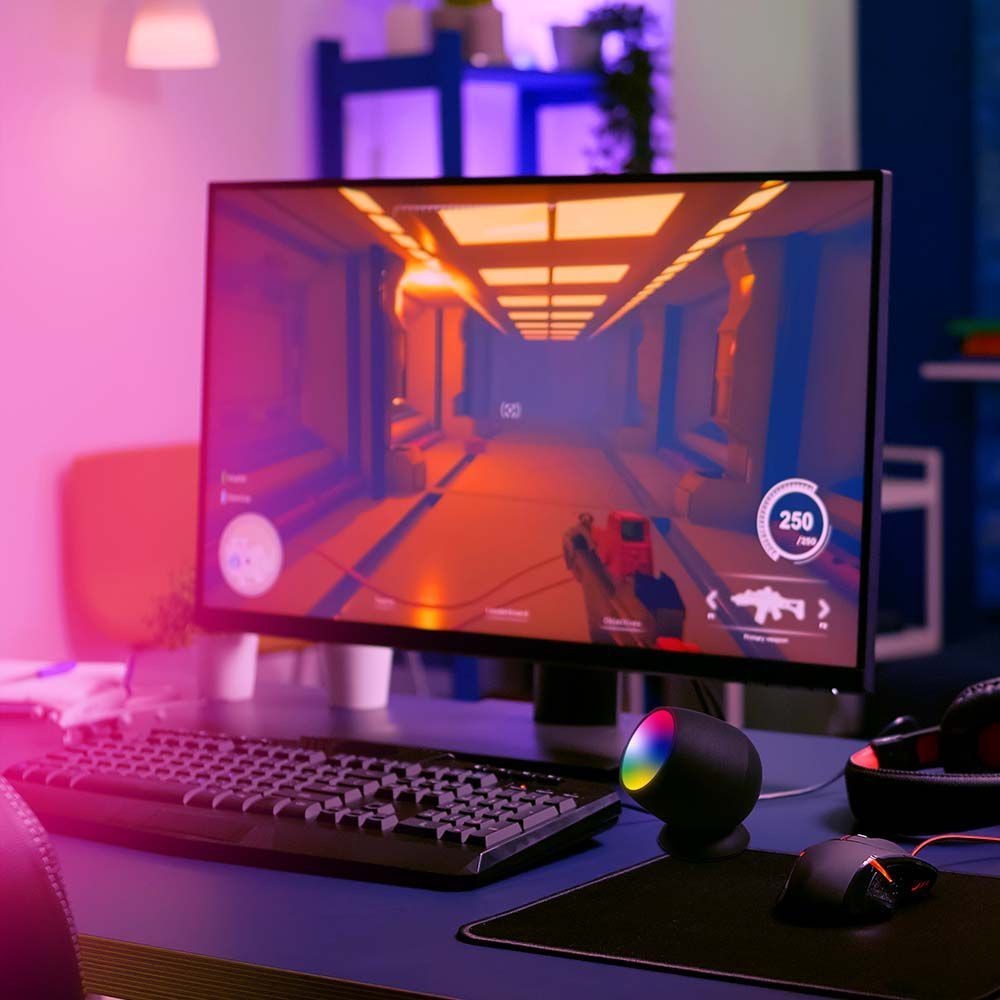 Smart Home lampe med RGB+WW, Sort, Tuya/Smart Life, Kompatibel med Google Home, Alexa og smartphones