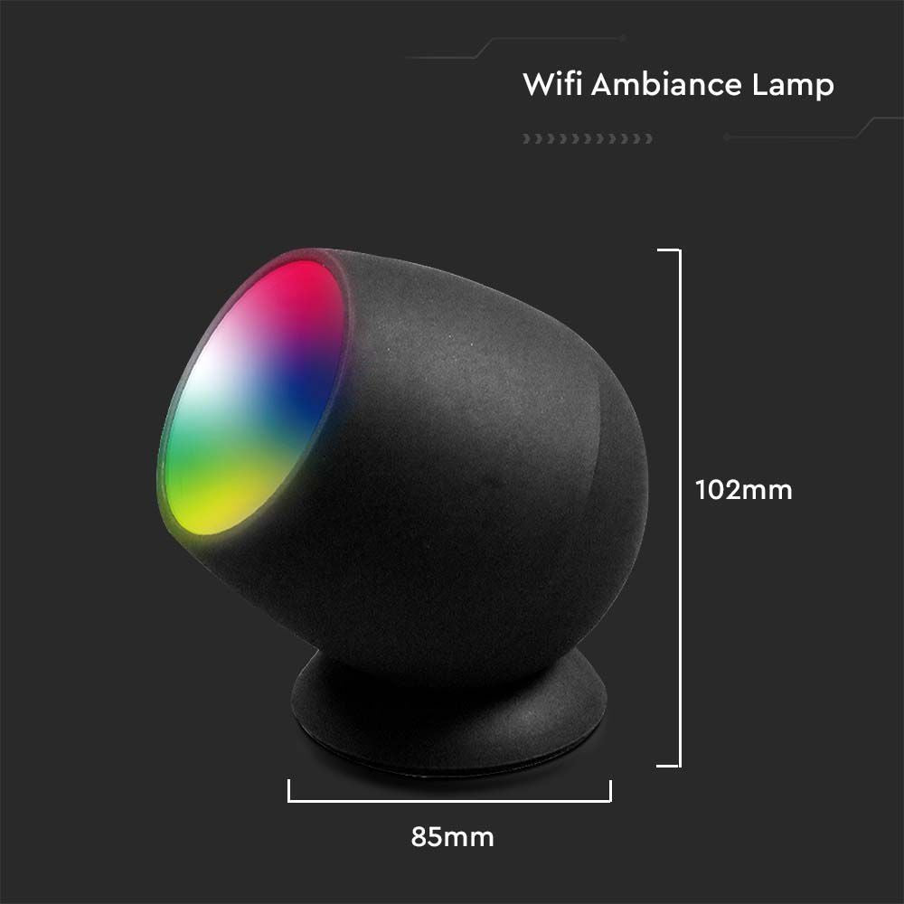Smart Home lampe med RGB+WW, Sort, Tuya/Smart Life, Kompatibel med Google Home, Alexa og smartphones