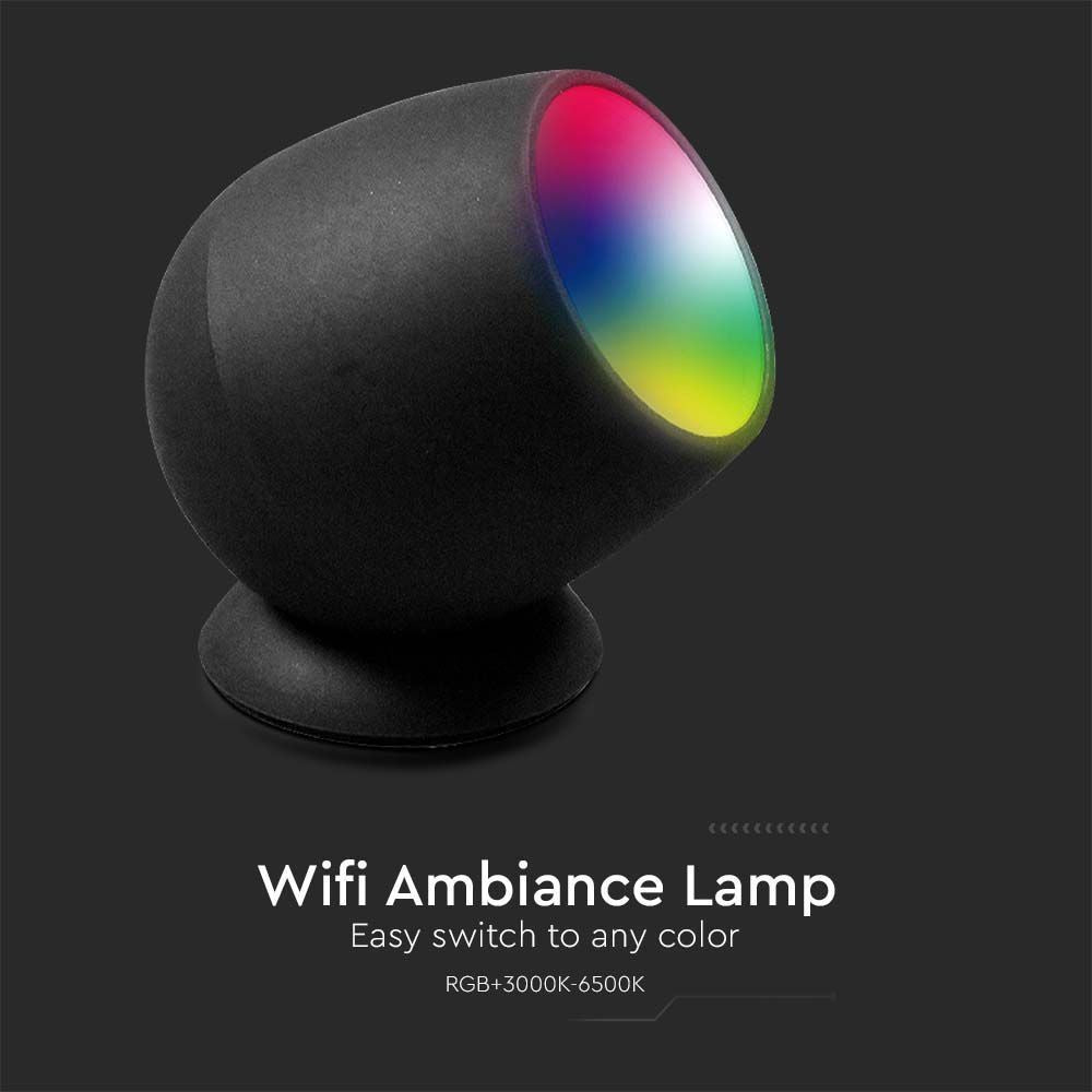 Smart Home lampe med RGB+WW, Sort, Tuya/Smart Life, Kompatibel med Google Home, Alexa og smartphones