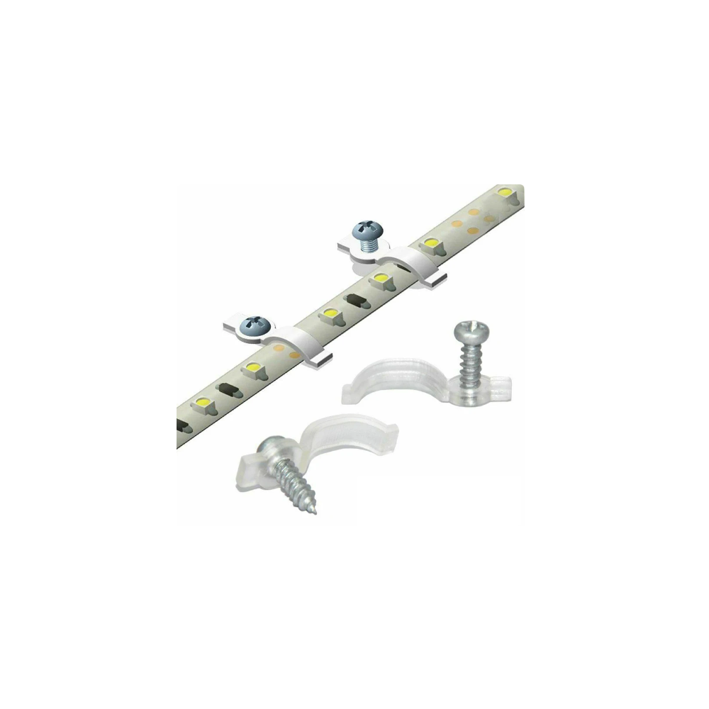 20 stk. monteringsklips til LED strip - 10mm, passer til IP65 strips