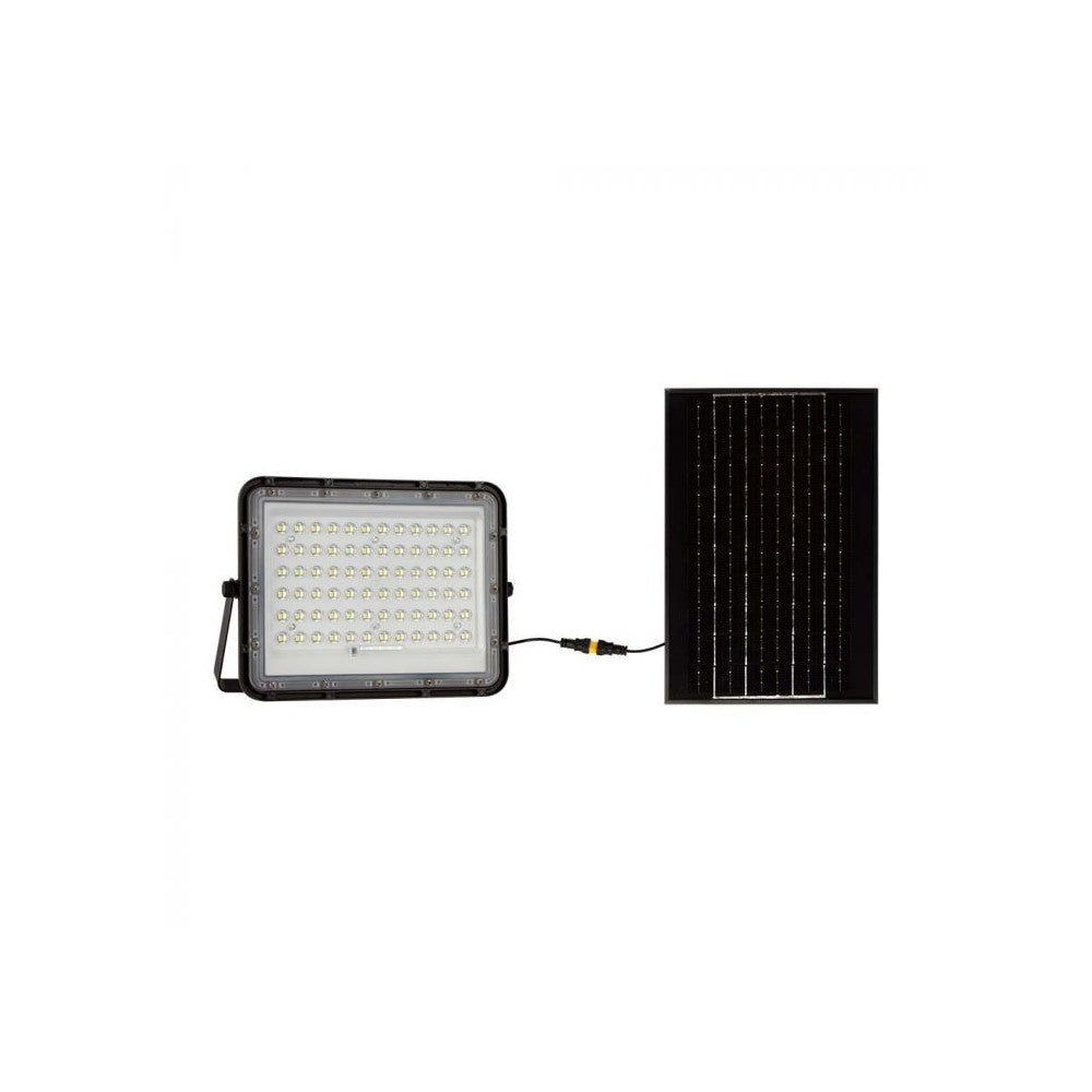 V-Tac 120W Solcelle projektør LED - Sort, inkl. solcelle, fjernbetjening, batteri, IP65