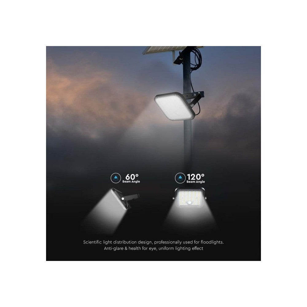 V-Tac 30W Solcelle projektør LED - Sort, inkl. solcelle, fjernbetjening, indbygget batteri, IP65