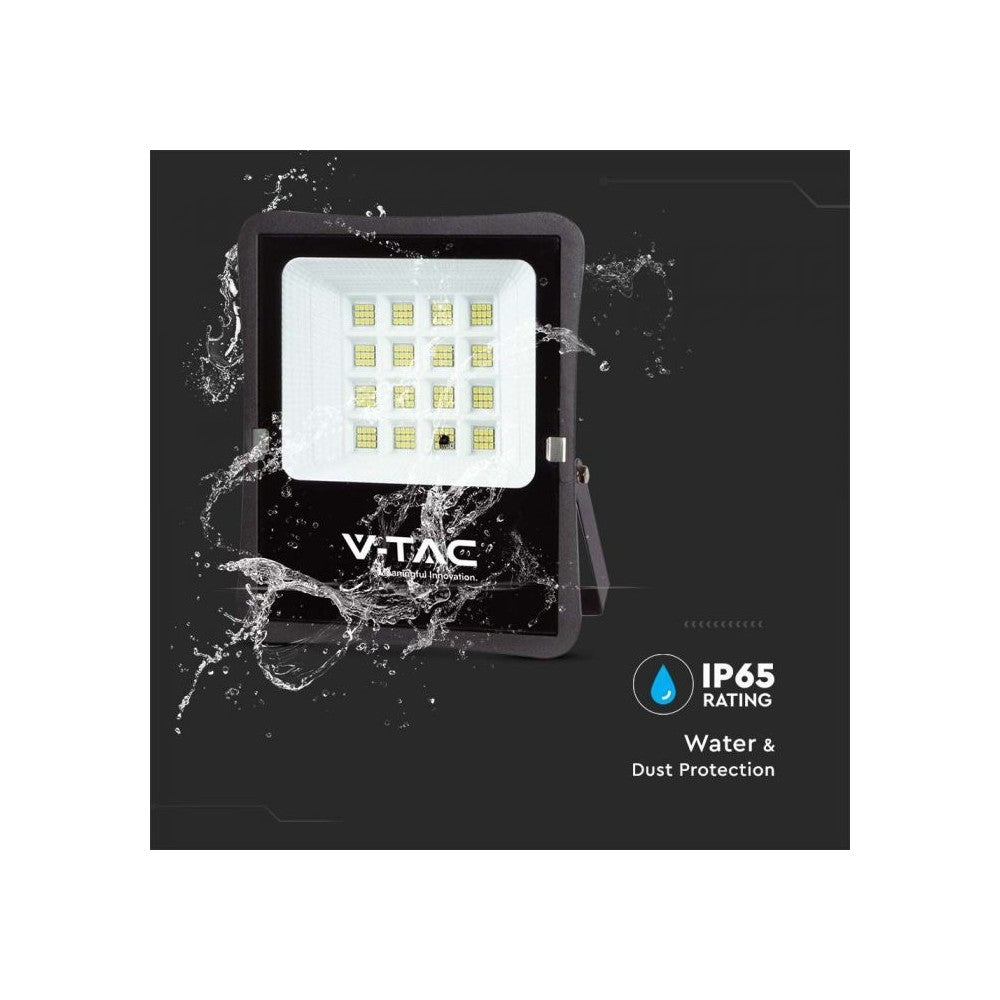V-Tac 100W Solcelle projektør LED - Sort, inkl. solcelle, fjernbetjening, IP65