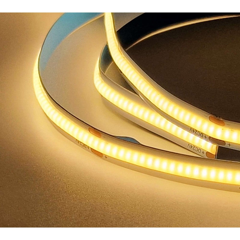 Profilsæt til akustikpanel med 10W COB LED strip - Enkeltfarvet LED strip, sort cover og endestykker, 1150lm