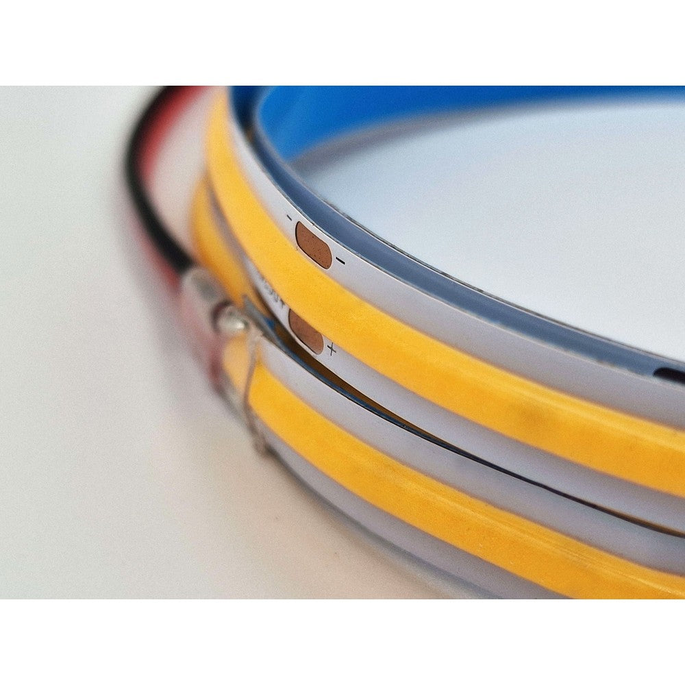 Profilsæt til akustikpanel med 10W COB LED strip - Enkeltfarvet LED strip, sort cover og endestykker, 1150lm