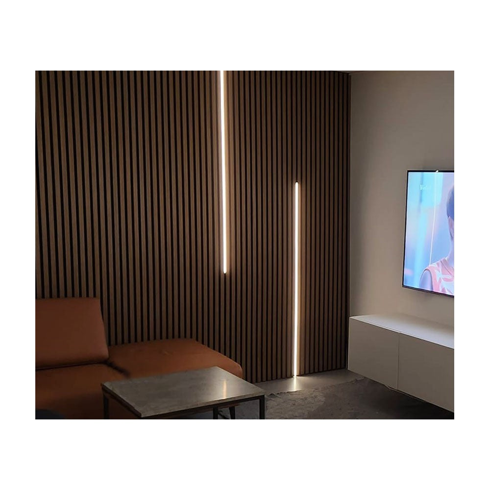 Profilsæt til akustikpanel med 10W COB LED strip - Enkeltfarvet LED strip, sort cover og endestykker, 1150lm