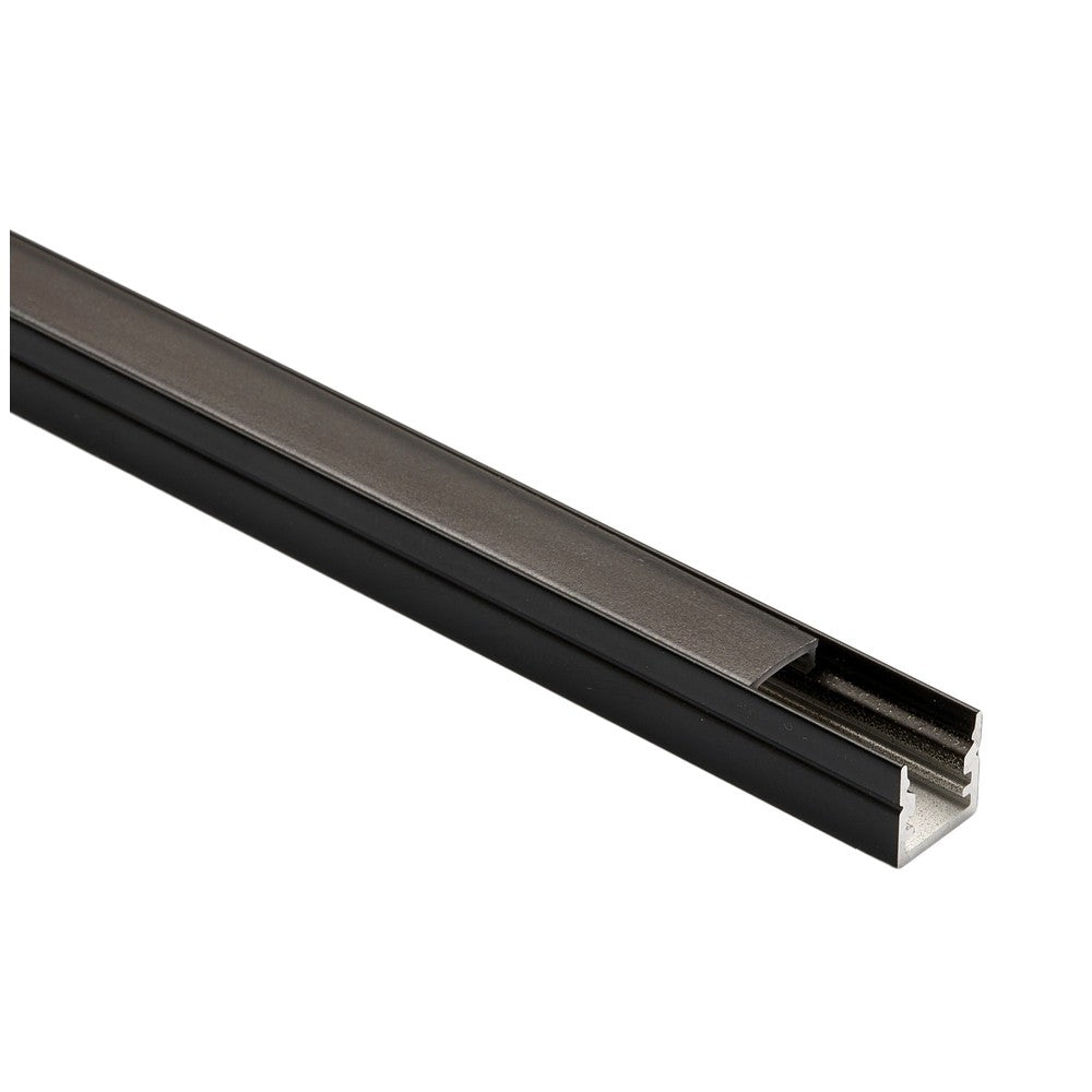 Profilsæt til akustikpanel med 10W COB LED strip - Enkeltfarvet LED strip, sort cover og endestykker, 1150lm