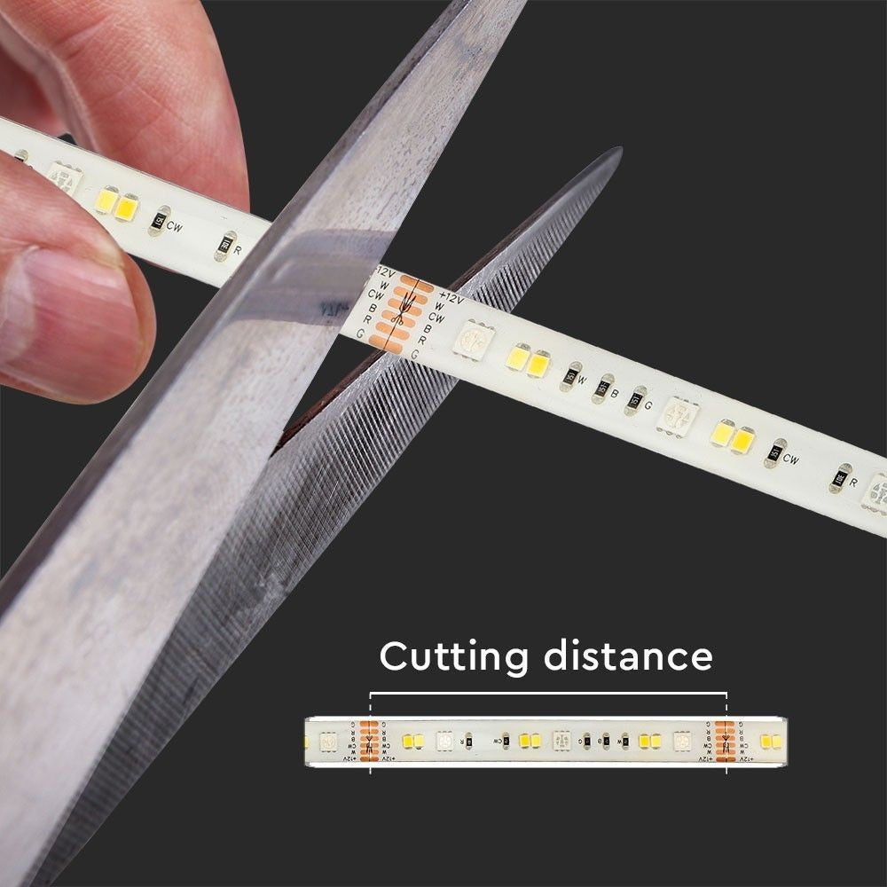 V-Tac 4W/m RGB+CCT LED strip sæt - 5m, 60 LED pr. meter, IP65