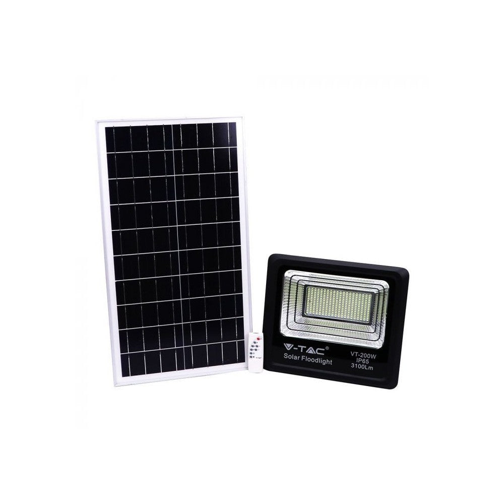 V-Tac 40W Solcelle Projektør LED - Sort, inkl. solcelle, fjernbetjening, IP65