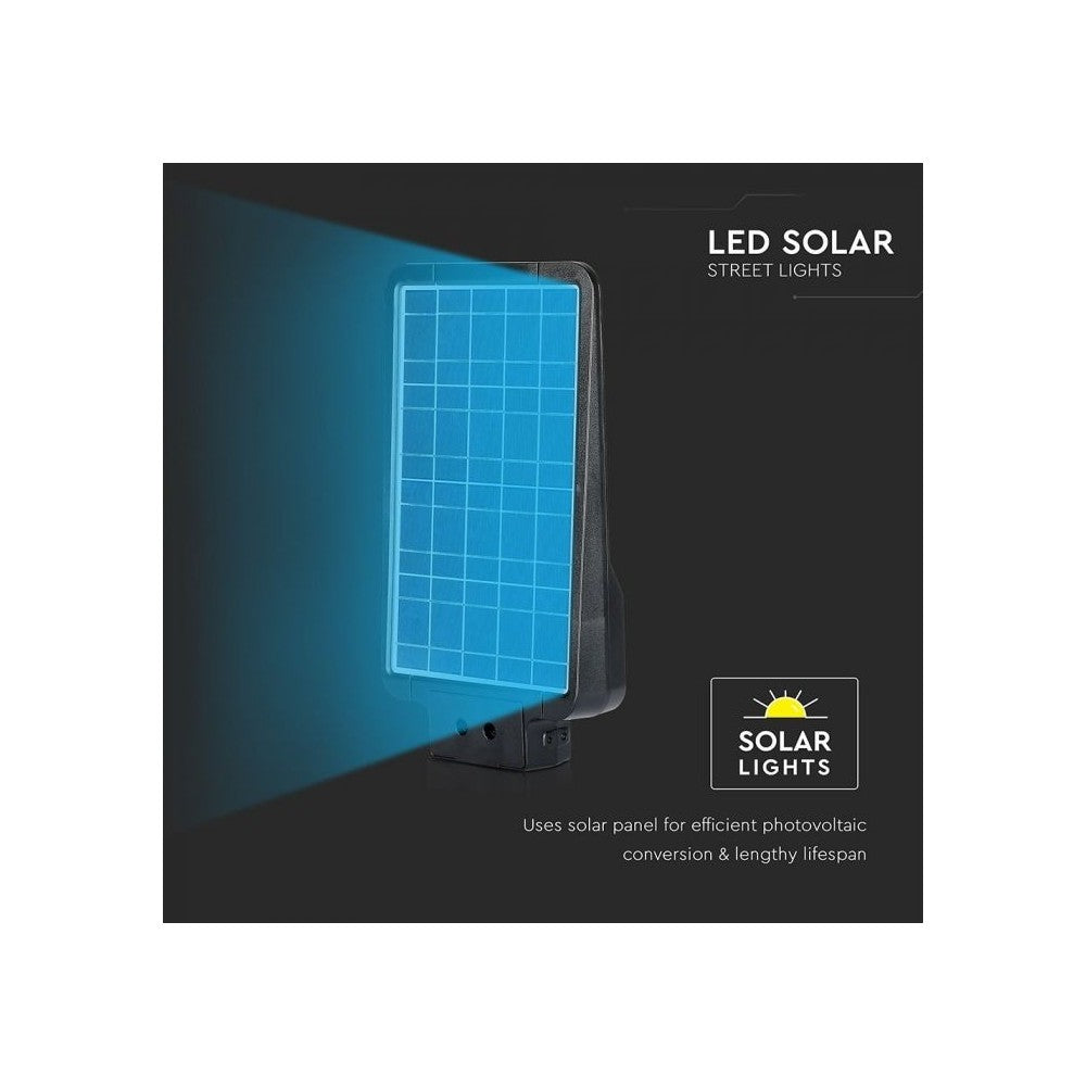 V-Tac 15W Solcelle gadelampe LED - Sort, inkl. solcelle, sensor, IP65