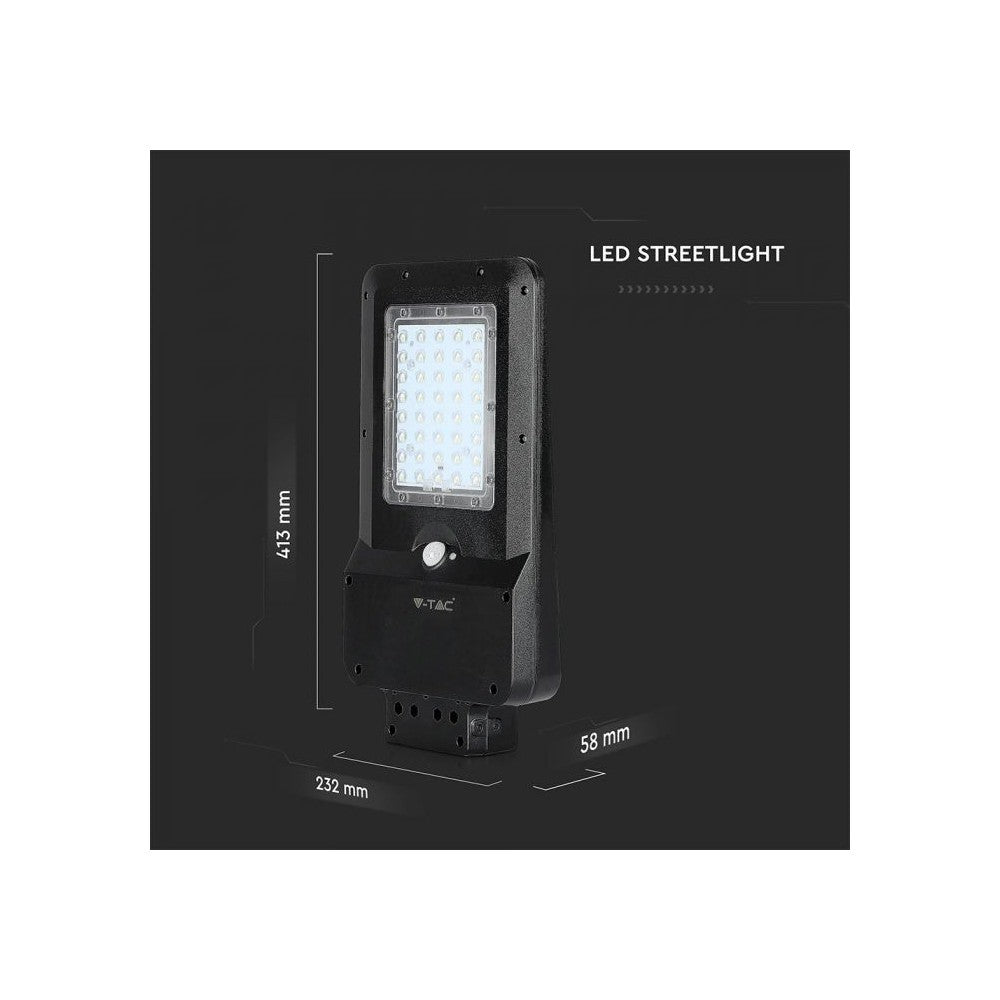 V-Tac 15W Solcelle gadelampe LED - Sort, inkl. solcelle, sensor, IP65