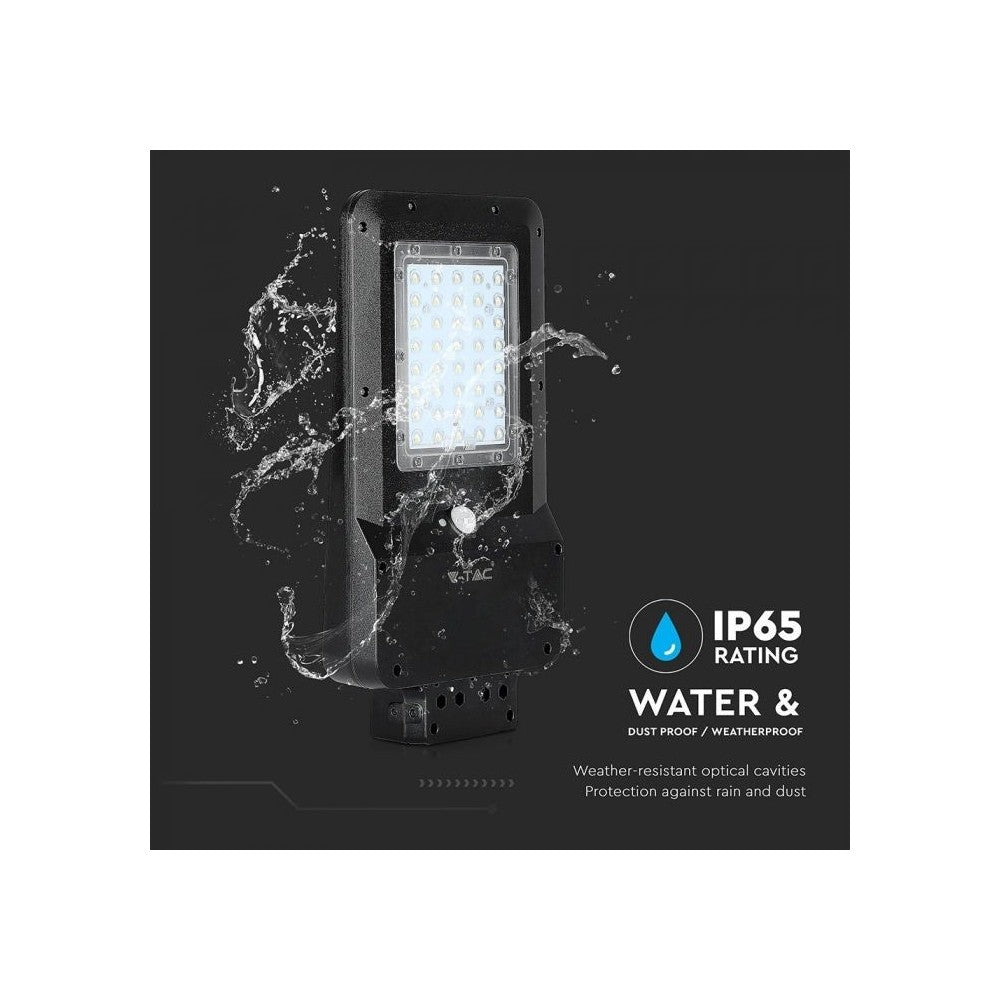V-Tac 15W Solcelle gadelampe LED - Sort, inkl. solcelle, sensor, IP65