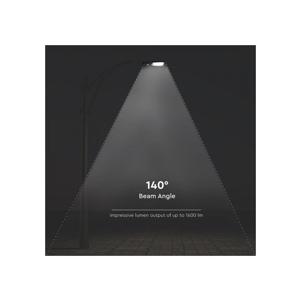 V-Tac 15W Solcelle gadelampe LED - Sort, inkl. solcelle, sensor, IP65