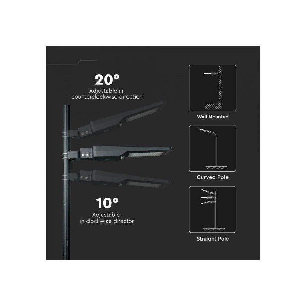 V-Tac 40W Solcelle gadelampe LED - Sort, inkl. solcelle, fjernbetjening, sensor, IP65 (3 års garanti)