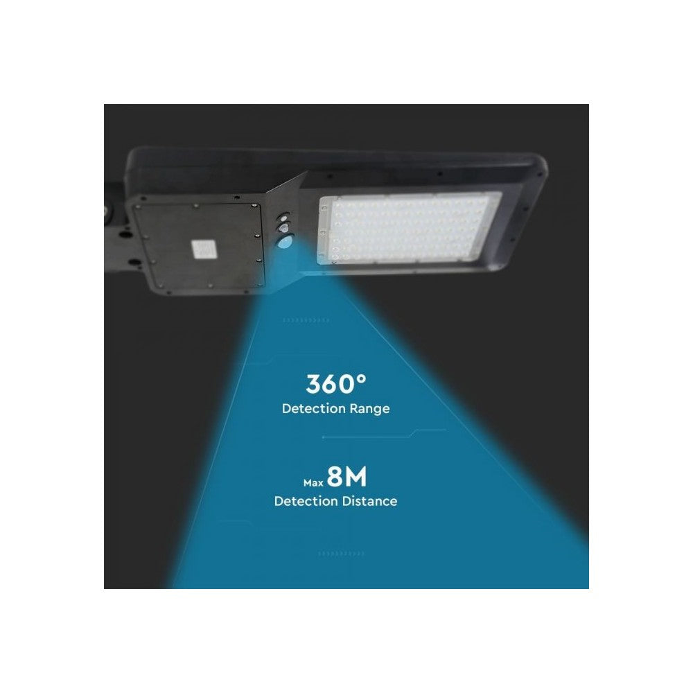 V-Tac 40W Solcelle gadelampe LED - Sort, inkl. solcelle, fjernbetjening, sensor, IP65 (3 års garanti)