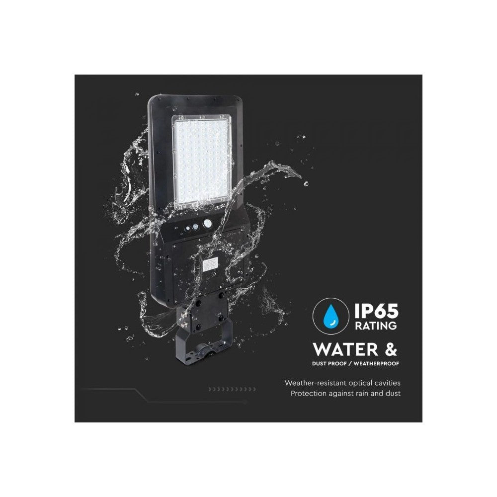 V-Tac 40W Solcelle gadelampe LED - Sort, inkl. solcelle, fjernbetjening, sensor, IP65 (3 års garanti)