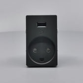 FUGA Stikkontakt med USB-lader og Jord Koksgrå