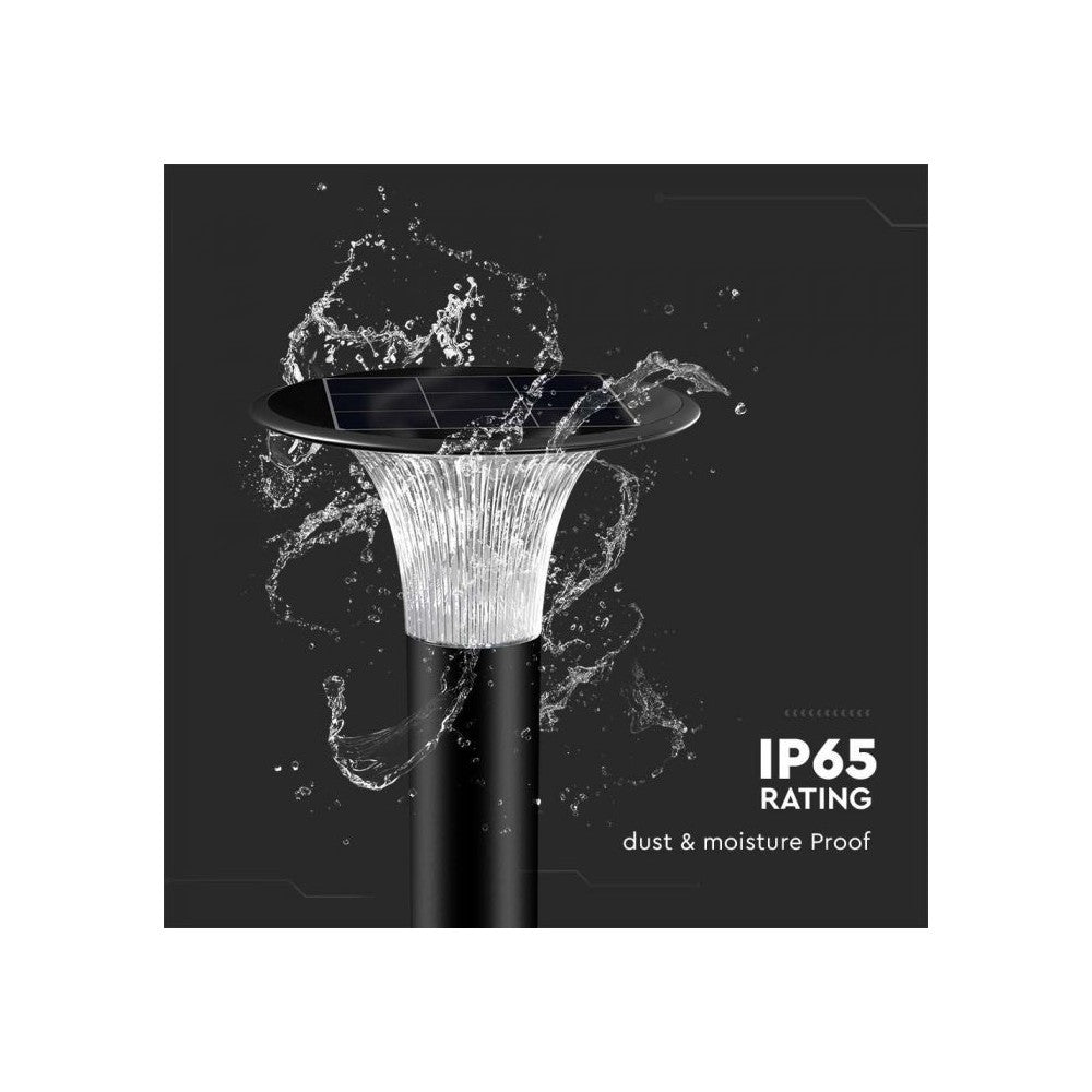 V-Tac 15W Solcelle havelampe LED - Sort, Ø25.7 cm, solcelle, sensor, IP65, 3 års garanti