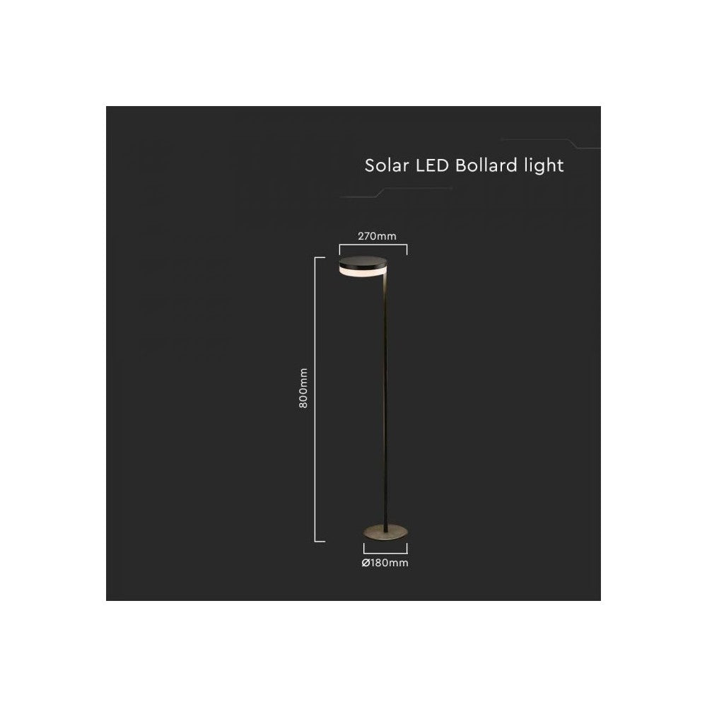 V-Tac 2W Solcelle Havelampe LED med Sensor - Ø27 cm, IP54, 120lm, RA80, 3 års producentgaranti