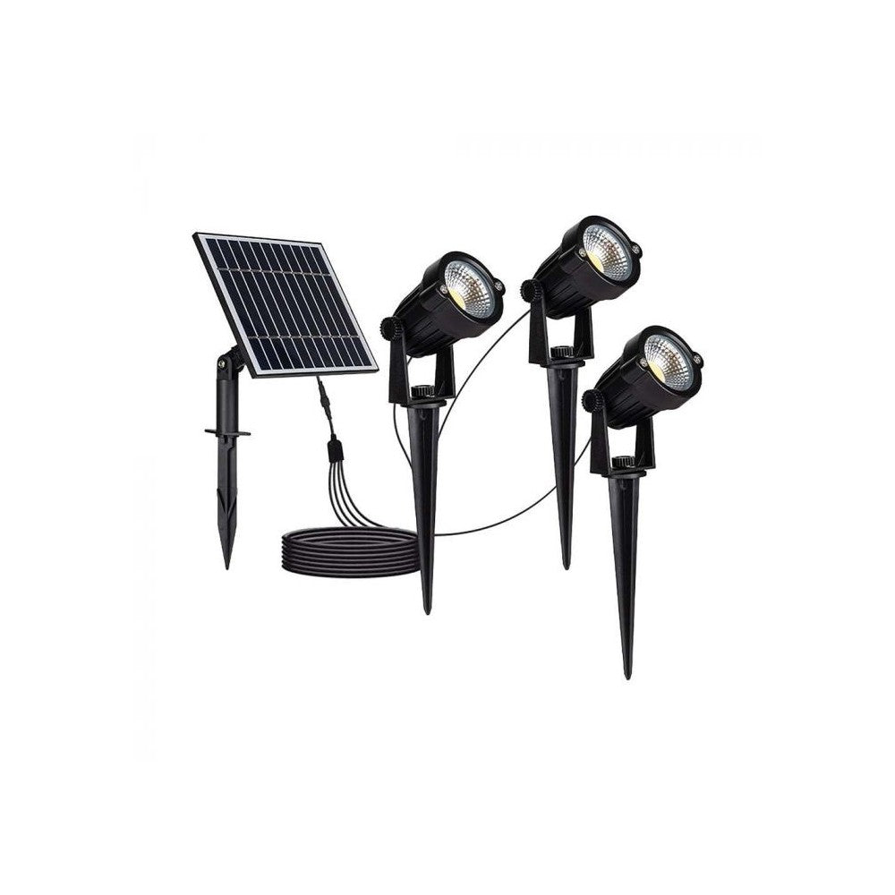V-Tac Sorte Solcelle Havelamper med LED (3x1.2W) - Inkluderer Spyd og har IP65 Vandtæthed - 3 års Producentgaranti