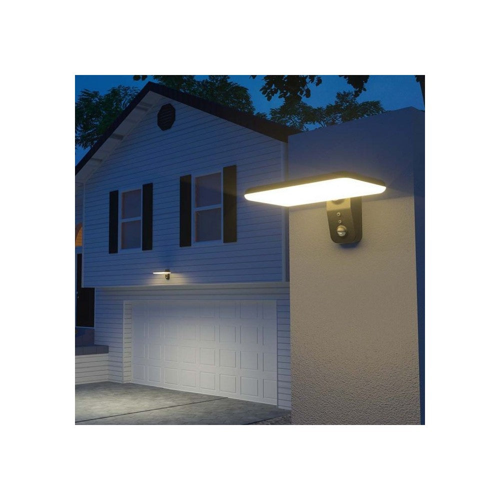 V-Tac 15W Solcelle væglampe LED - Sort, sensor, IP65, 2000lm (3 års producentgaranti)