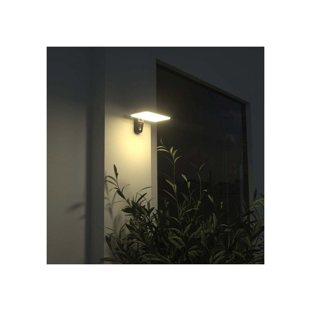 V-Tac 15W Solcelle væglampe LED - Sort, sensor, IP65, 2000lm (3 års producentgaranti)