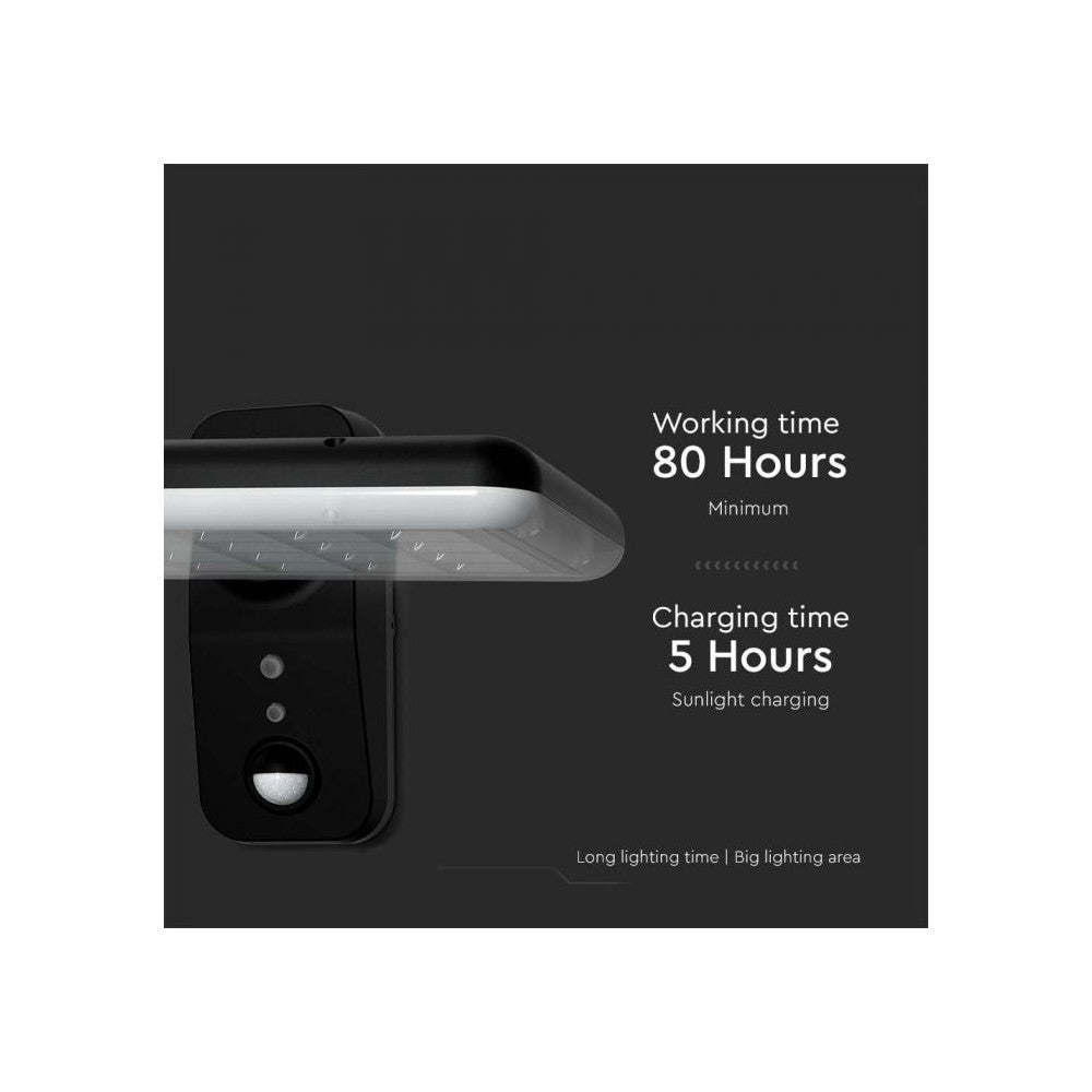 V-Tac 15W Solcelle væglampe LED - Sort, sensor, IP65, 2000lm (3 års producentgaranti)