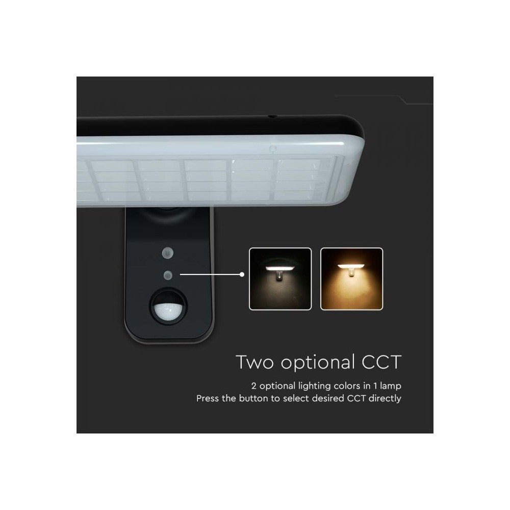 V-Tac 15W Solcelle væglampe LED - Sort, sensor, IP65, 2000lm (3 års producentgaranti)