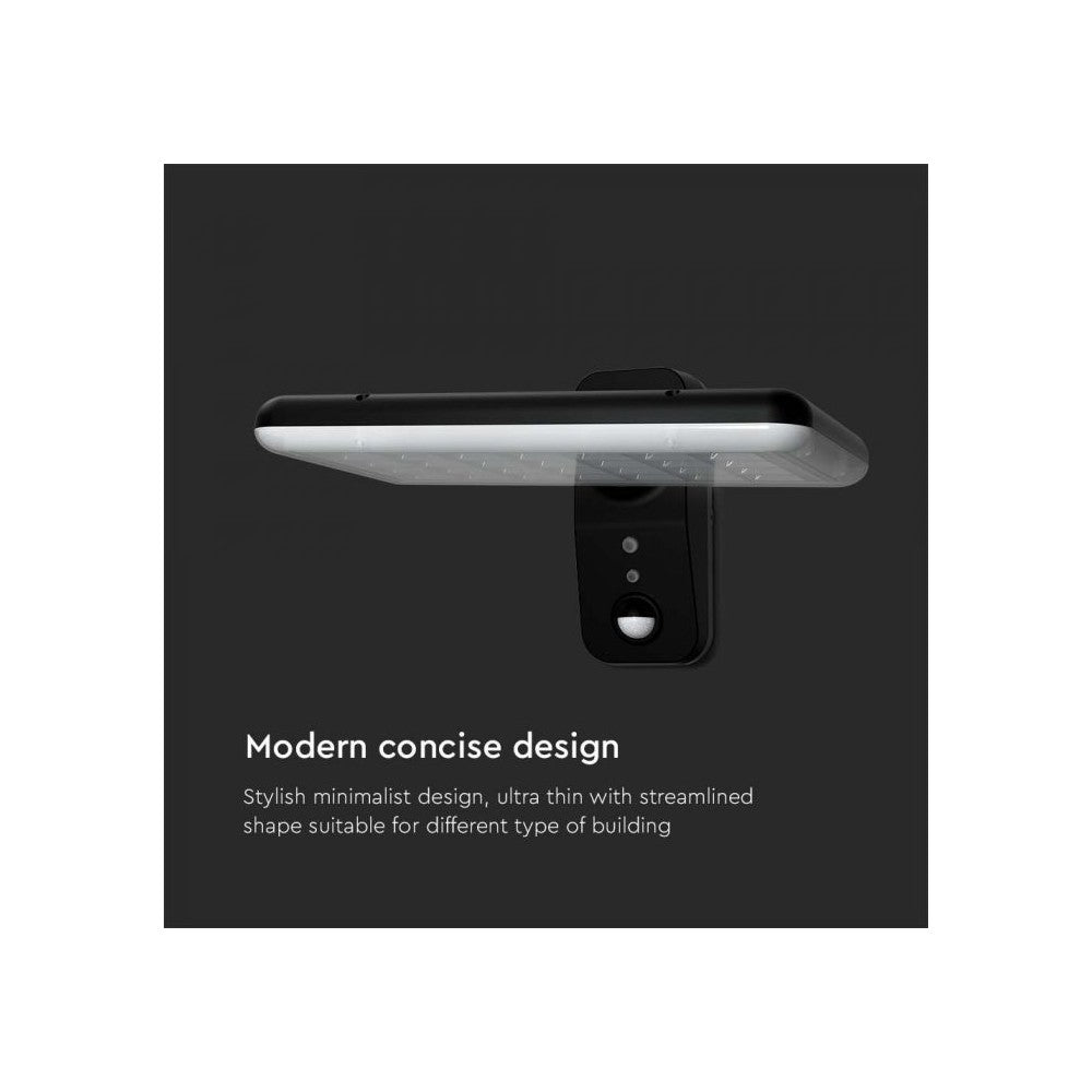 V-Tac 15W Solcelle væglampe LED - Sort, sensor, IP65, 2000lm (3 års producentgaranti)
