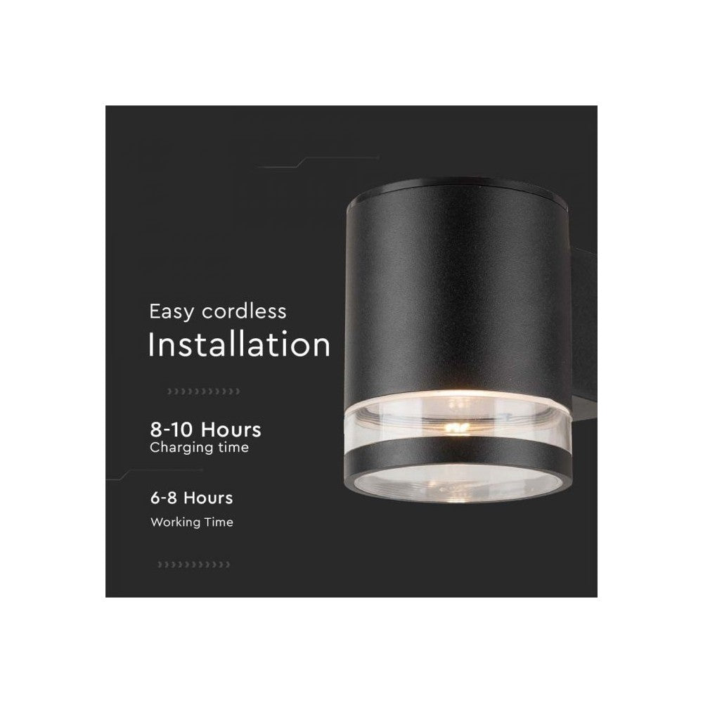 V-Tac 0.55W Solcelle Væglampe LED - Sort, IP54, 70lm, 3 års producentgaranti