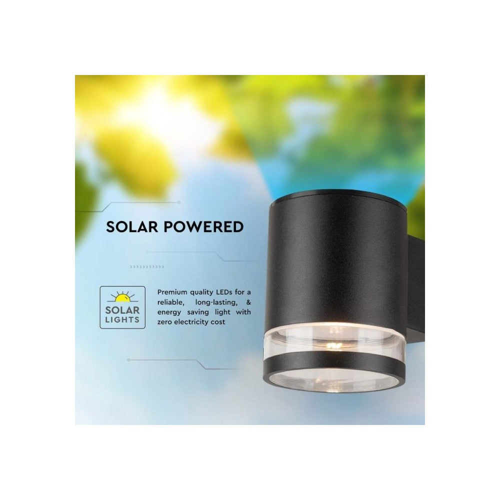 V-Tac 0.55W Solcelle Væglampe LED - Sort, IP54, 70lm, 3 års producentgaranti