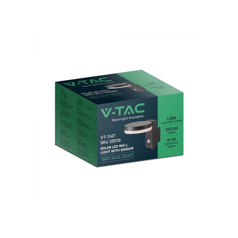 V-Tac Solcelle Væglampe LED med Sensor - 5.5W, IP54