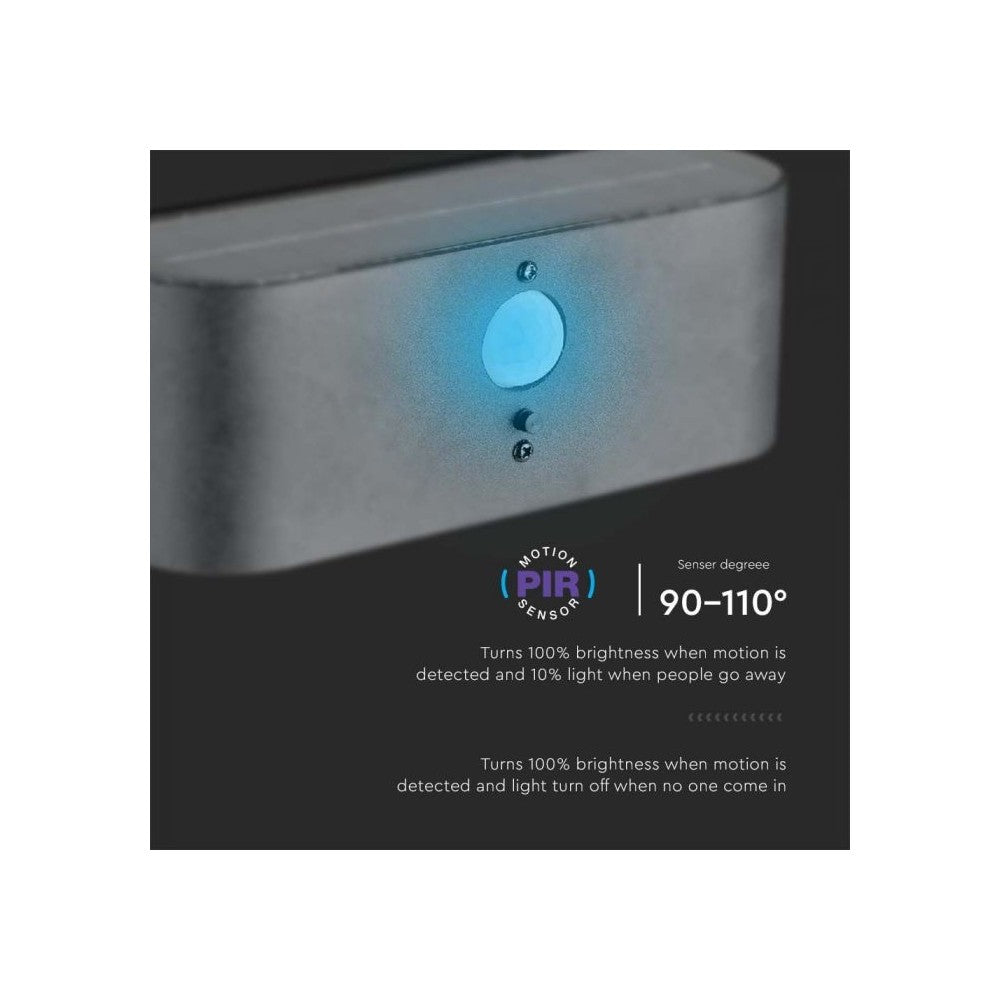 V-Tac Solcelle Væglampe LED - Sensor, Justerbar Spredning, IP54, 2.5W, 100lm