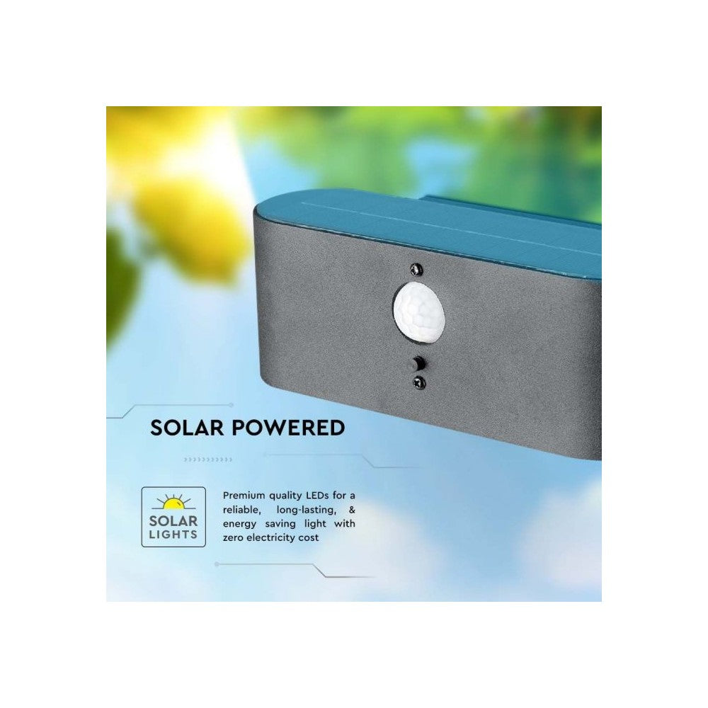 V-Tac Solcelle Væglampe LED - Sensor, Justerbar Spredning, IP54, 2.5W, 100lm