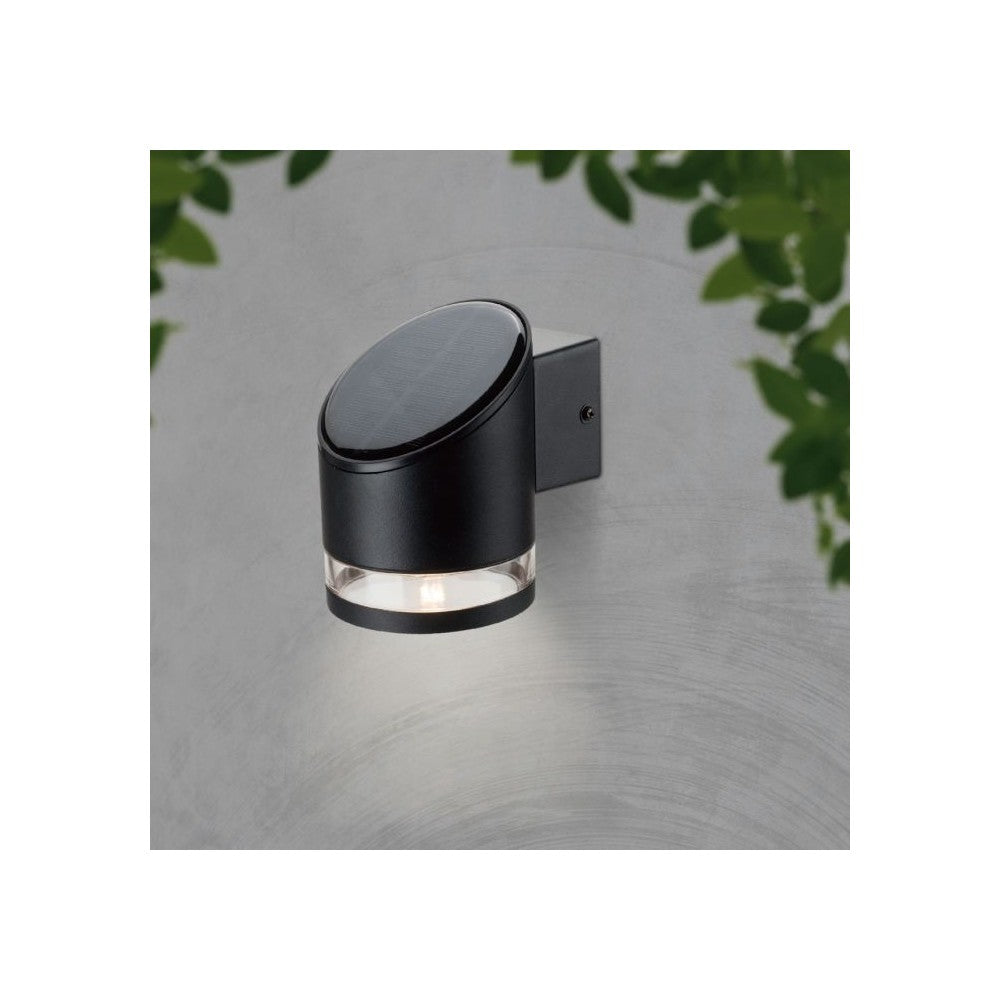 V-Tac 1W Solcelle Væglampe LED - Sort, Rund, IP54, 70lm, 3 års Producentgaranti