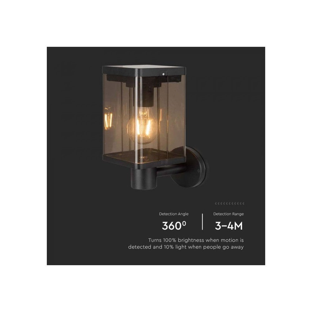 V-Tac 2.5W Solcelle væglampe LED - Sort, sensor, IP54, 150lm