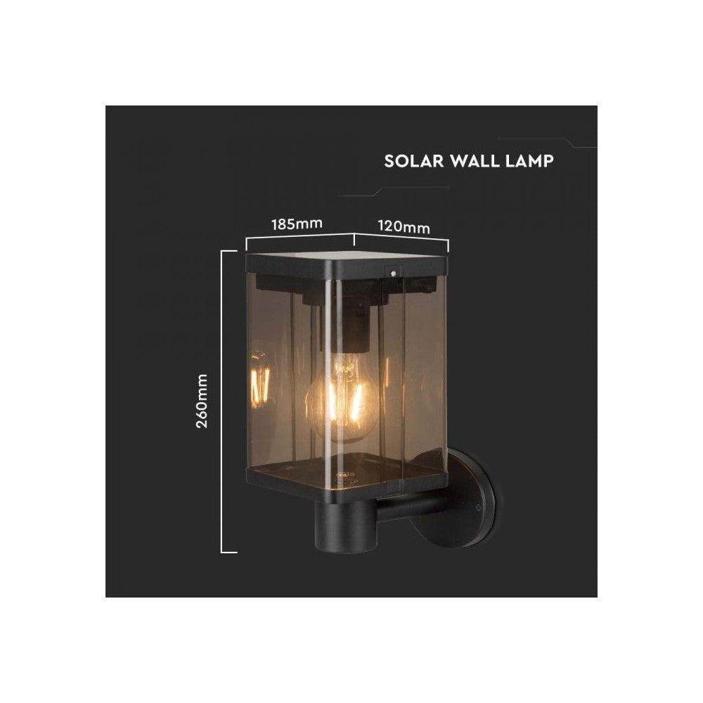 V-Tac 2.5W Solcelle væglampe LED - Sort, sensor, IP54, 150lm