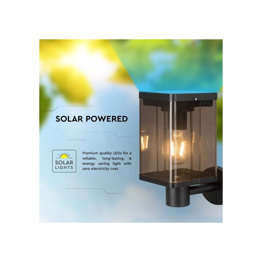 V-Tac 2.5W Solcelle væglampe LED - Sort, sensor, IP54, 150lm