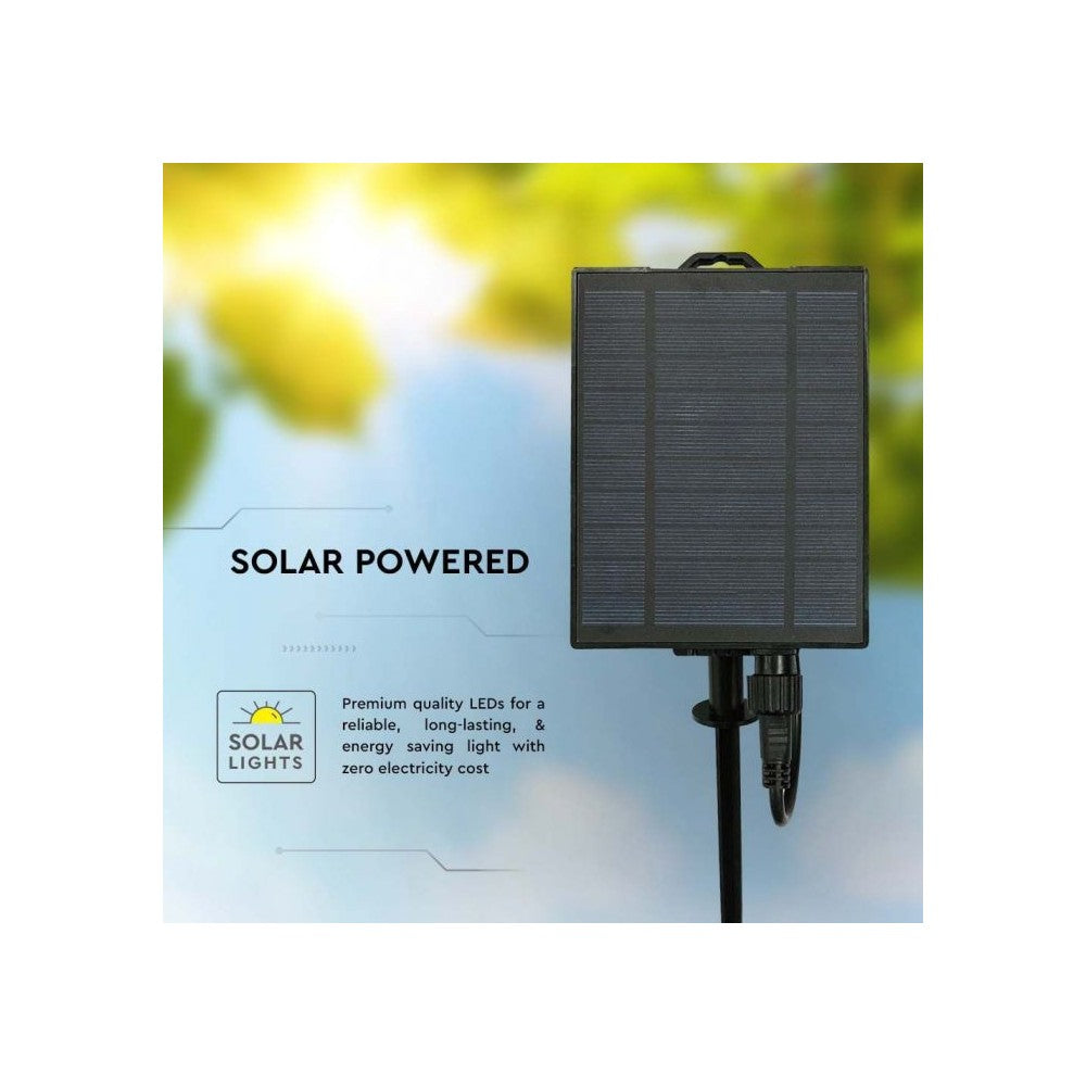 V-Tac Solcelle lyskæde med 15 stk. 0.2W pærer - 15 meter, IP44, inkl. lyskilde - 1,75W effekt, 50lm