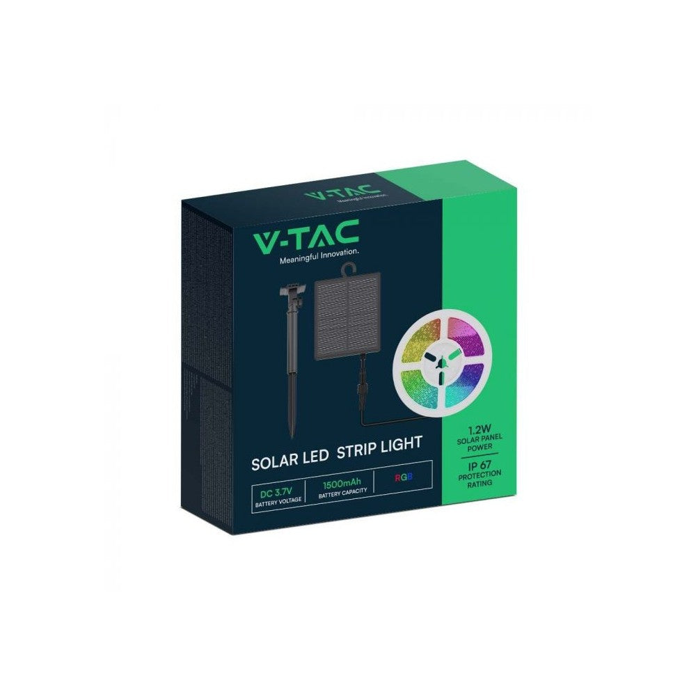 V-Tac 1.2W Solcelle LED RGB strip - 5 meter, fjernbetjening, IP67